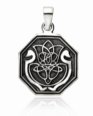 TALIZMAN AMULET KWIAT LOTOSU SREBRO 925