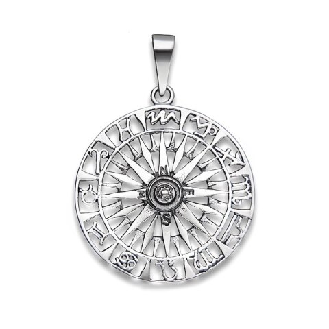 WISIOREK SREBRNY RÓŻA WIATRÓW i ZODIAKI WISIOREK SREBRNY RÓŻA WIATRÓW i ZODIAKI
